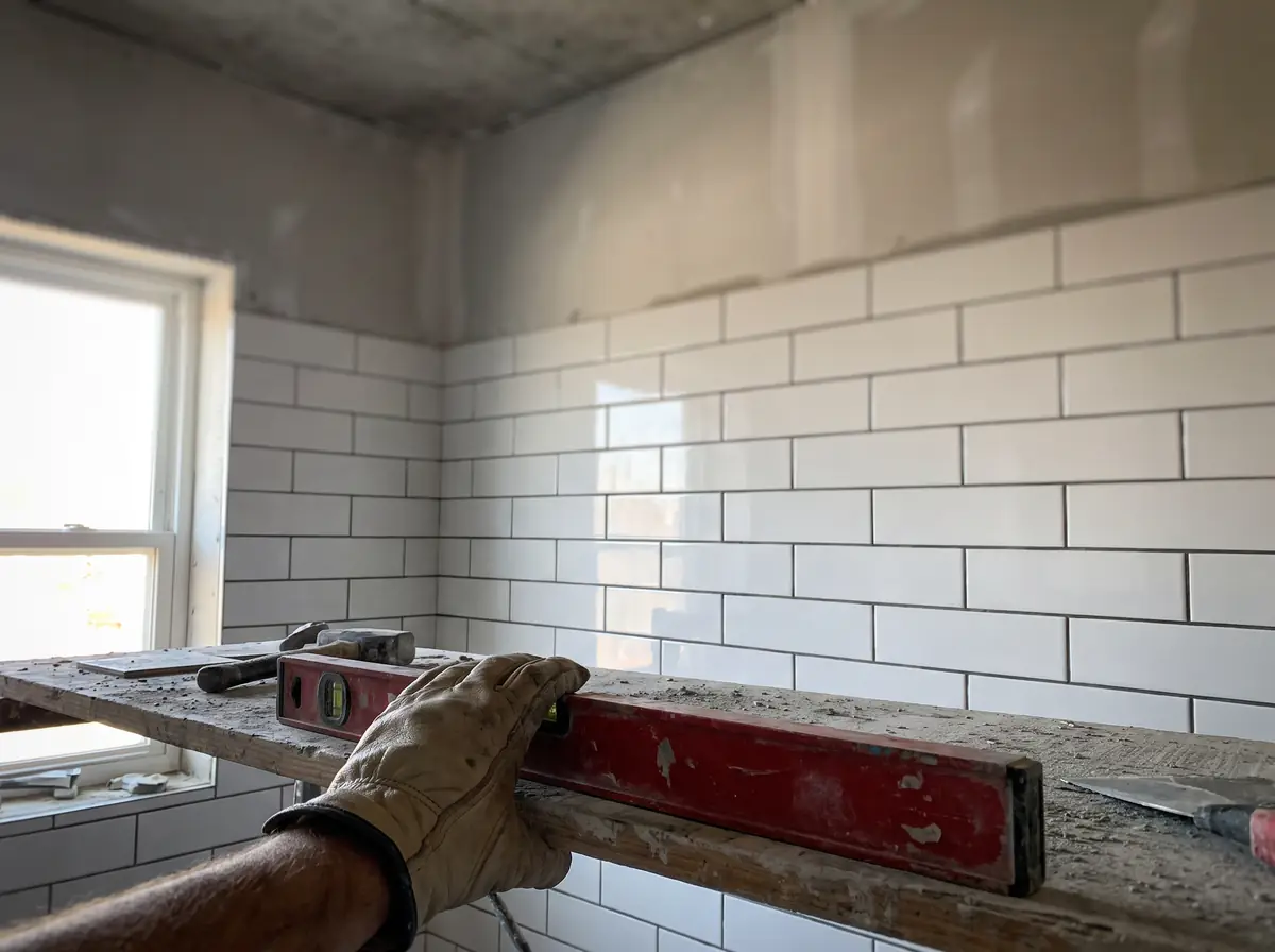 Chantier de rénovation, mur de céramique