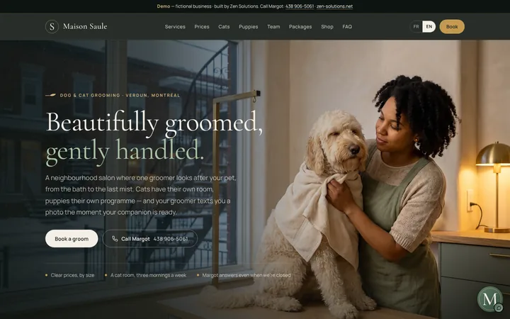 The demo website of Maison Saule, built on Zen Solutions